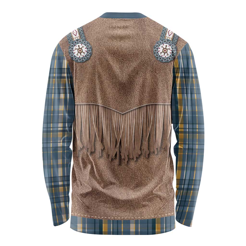 Retro Blue Yellow Plaid Long Sleeve Shirt Western Cowboy Vest Costume - Wonder Print Shop