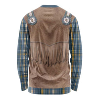 Retro Blue Yellow Plaid Long Sleeve Shirt Western Cowboy Vest Costume - Wonder Print Shop