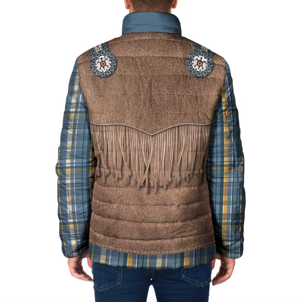 Retro Blue Yellow Plaid Padded Jacket Western Cowboy Vest Costume - Wonder Print Shop