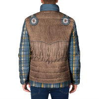 Retro Blue Yellow Plaid Padded Jacket Western Cowboy Vest Costume - Wonder Print Shop