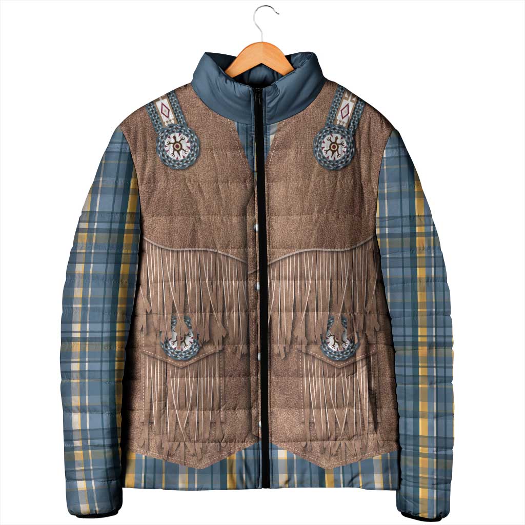 Retro Blue Yellow Plaid Padded Jacket Western Cowboy Vest Costume - Wonder Print Shop