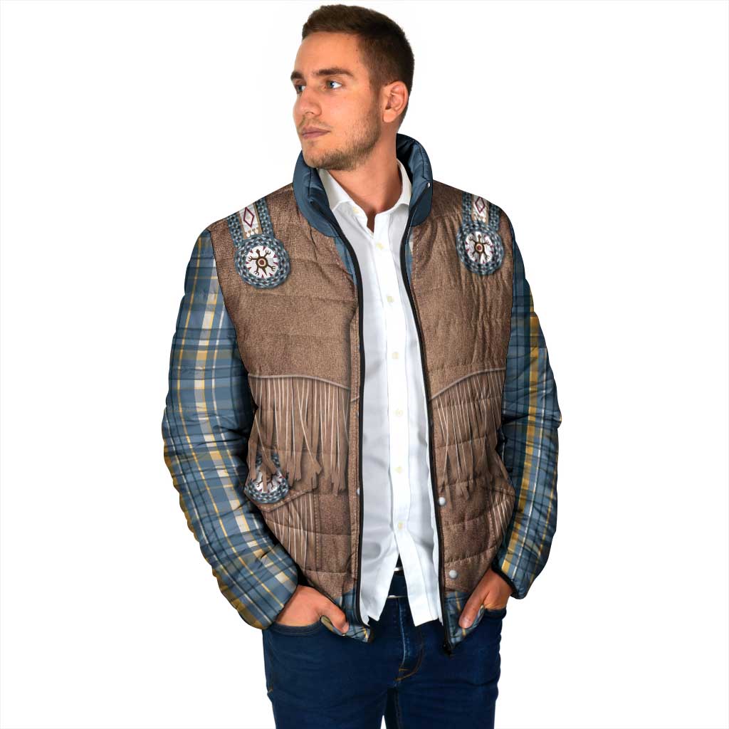 Retro Blue Yellow Plaid Padded Jacket Western Cowboy Vest Costume - Wonder Print Shop