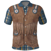Retro Blue Yellow Plaid Polo Shirt Western Cowboy Vest Costume - Wonder Print Shop