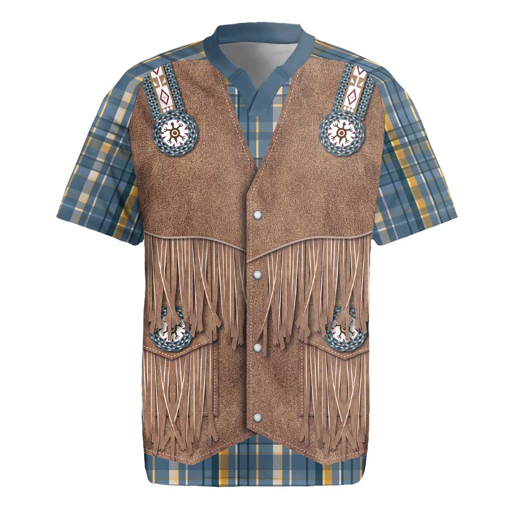 Retro Blue Yellow Plaid Rugby Jersey Western Cowboy Vest Costume - Wonder Print Shop