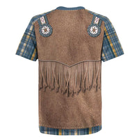 Retro Blue Yellow Plaid Rugby Jersey Western Cowboy Vest Costume - Wonder Print Shop