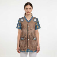 Retro Blue Yellow Plaid Scrub Top Western Cowboy Vest Costume - Wonder Print Shop