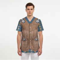 Retro Blue Yellow Plaid Scrub Top Western Cowboy Vest Costume - Wonder Print Shop