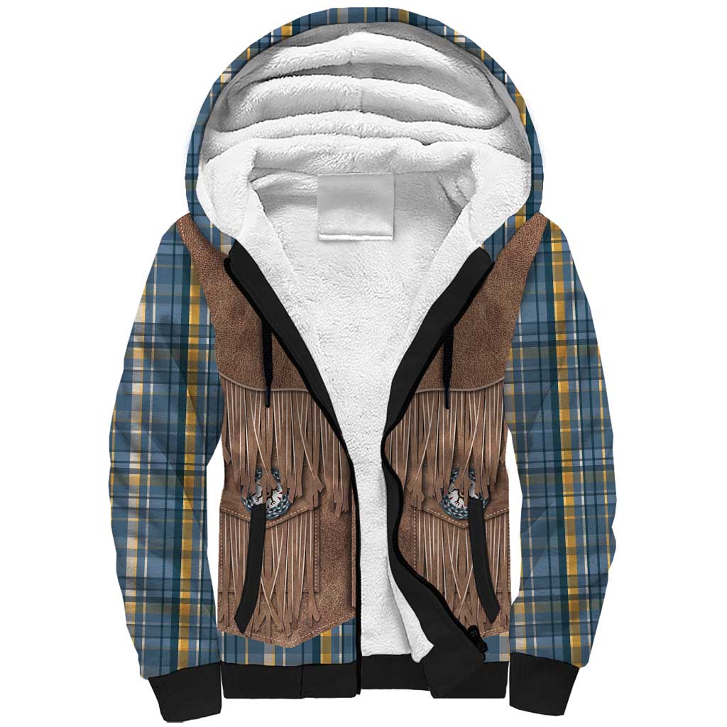 Retro Blue Yellow Plaid Sherpa Hoodie Western Cowboy Vest Costume - Wonder Print Shop