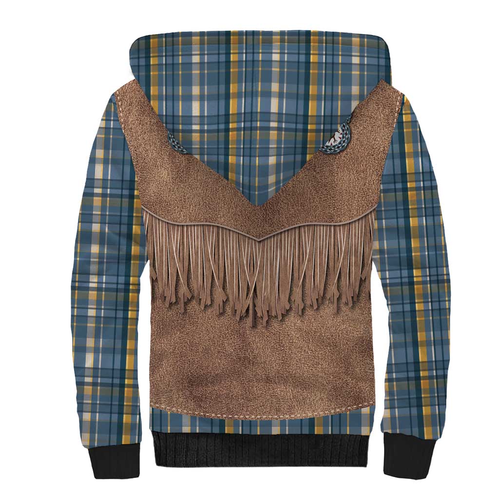 Retro Blue Yellow Plaid Sherpa Hoodie Western Cowboy Vest Costume - Wonder Print Shop