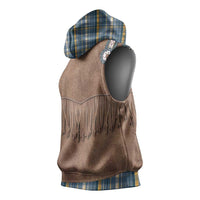 Retro Blue Yellow Plaid Sleeveless Hoodie Western Cowboy Vest Costume - Wonder Print Shop