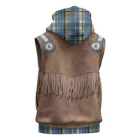 Retro Blue Yellow Plaid Sleeveless Zip Hoodie Western Cowboy Vest Costume - Wonder Print Shop