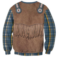 Retro Blue Yellow Plaid Sweatshirt Western Cowboy Vest Costume - Wonder Print Shop