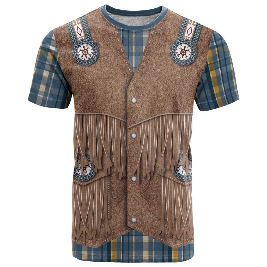 Retro Blue Yellow Plaid T Shirt Western Cowboy Vest Costume - Wonder Print Shop
