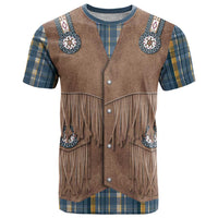 Retro Blue Yellow Plaid T Shirt Western Cowboy Vest Costume - Wonder Print Shop