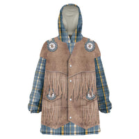 Retro Blue Yellow Plaid Wearable Blanket Hoodie Western Cowboy Vest Costume - Wonder Print Shop