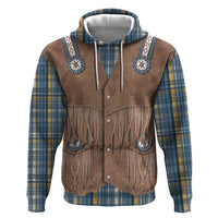 Retro Blue Yellow Plaid Zip Hoodie Western Cowboy Vest Costume - Wonder Print Shop