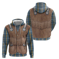 Retro Blue Yellow Plaid Zip Hoodie Western Cowboy Vest Costume - Wonder Print Shop