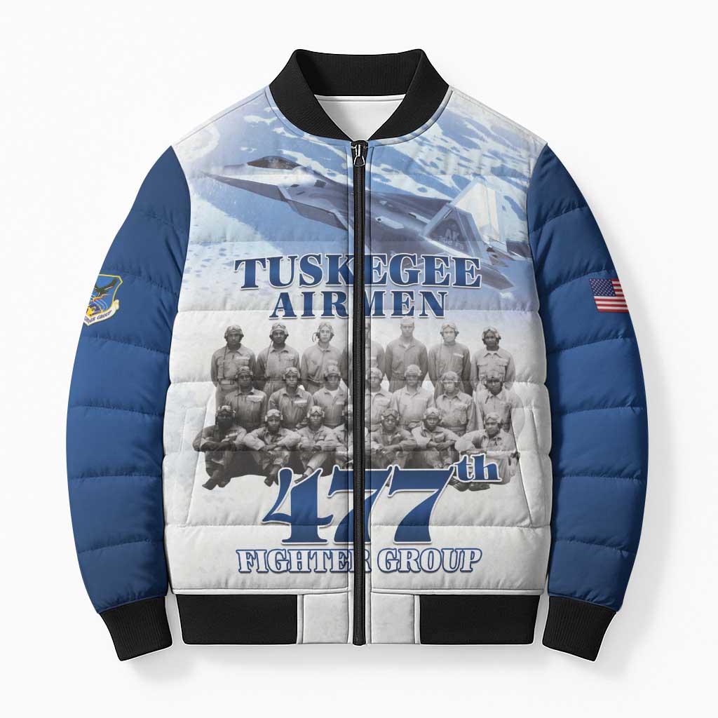 Blue Heritage Tuskegee Airmen Bomber Puffer Jacket 477th Fighter Group - Wonder Print Shop