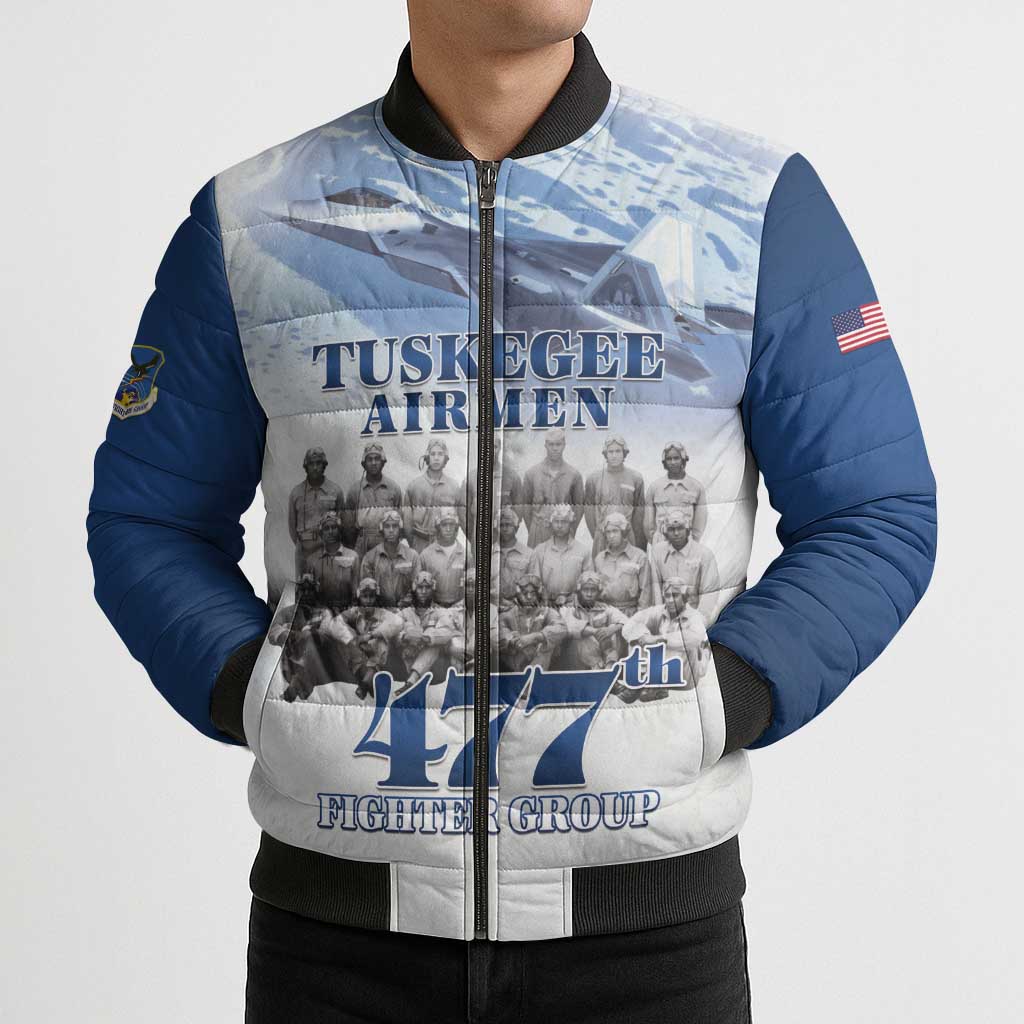 Blue Heritage Tuskegee Airmen Bomber Puffer Jacket 477th Fighter Group - Wonder Print Shop
