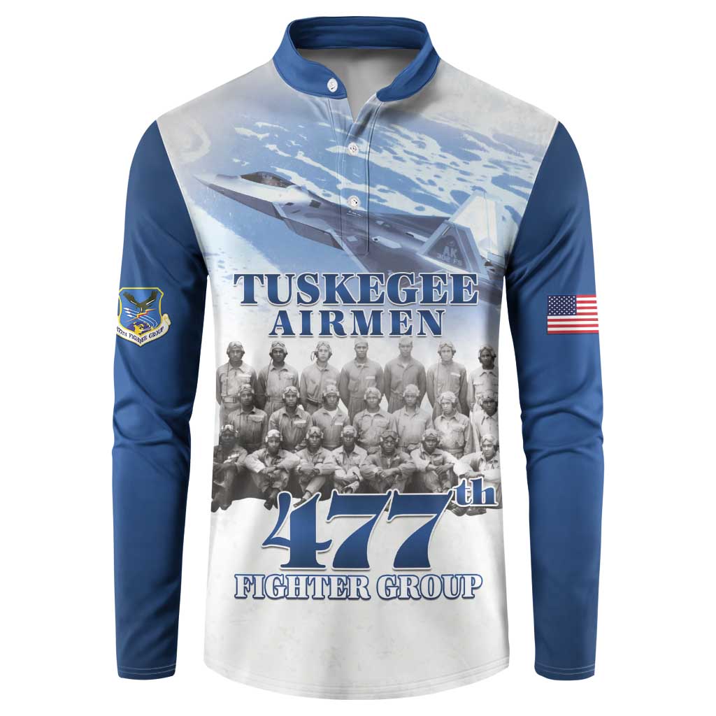 Blue Heritage Tuskegee Airmen Button Sweatshirt 477th Fighter Group - Wonder Print Shop