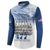 Blue Heritage Tuskegee Airmen Button Sweatshirt 477th Fighter Group - Wonder Print Shop