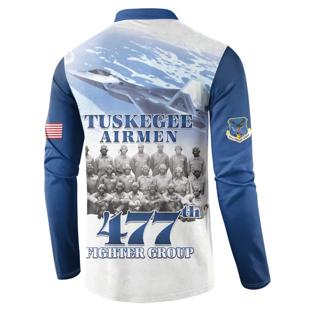 Blue Heritage Tuskegee Airmen Button Sweatshirt 477th Fighter Group - Wonder Print Shop