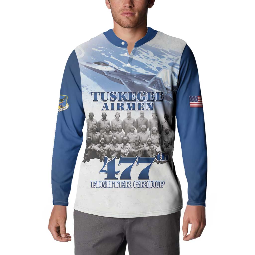 Blue Heritage Tuskegee Airmen Button Sweatshirt 477th Fighter Group - Wonder Print Shop