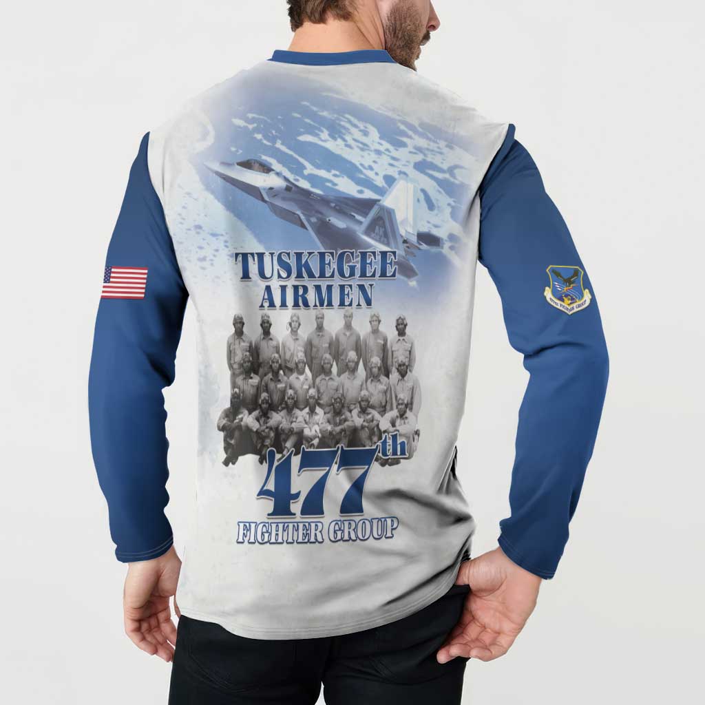 Blue Heritage Tuskegee Airmen Button Sweatshirt 477th Fighter Group - Wonder Print Shop