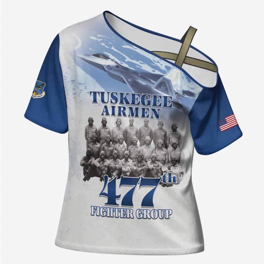 Blue Heritage Tuskegee Airmen Cross Shoulder Shirt 477th Fighter Group - Wonder Print Shop