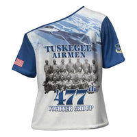 Blue Heritage Tuskegee Airmen Cross Shoulder Shirt 477th Fighter Group - Wonder Print Shop