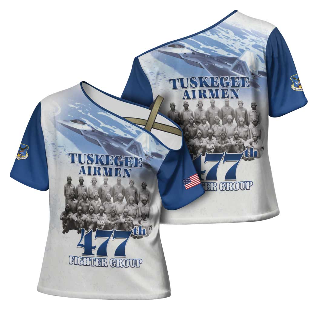 Blue Heritage Tuskegee Airmen Cross Shoulder Shirt 477th Fighter Group - Wonder Print Shop