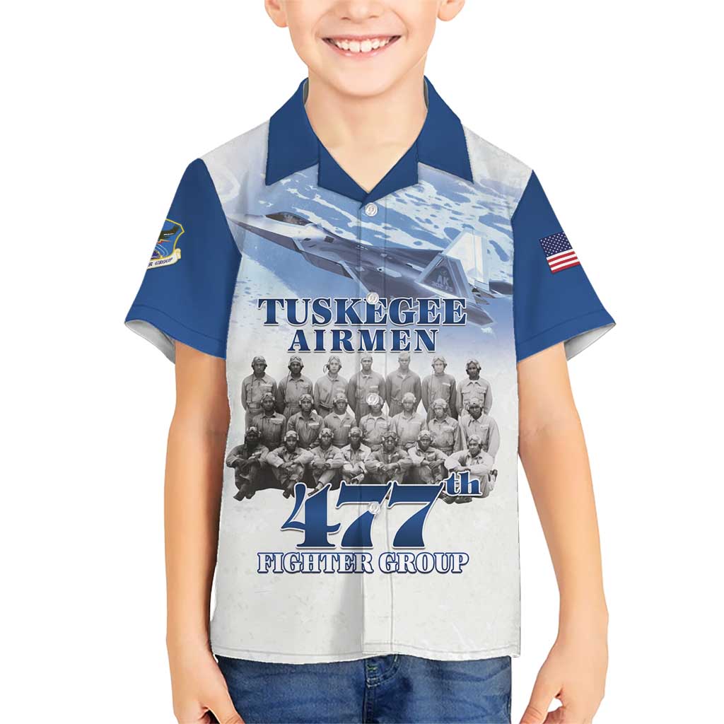 Blue Heritage Tuskegee Airmen Kid Hawaiian Shirt 477th Fighter Group - Wonder Print Shop
