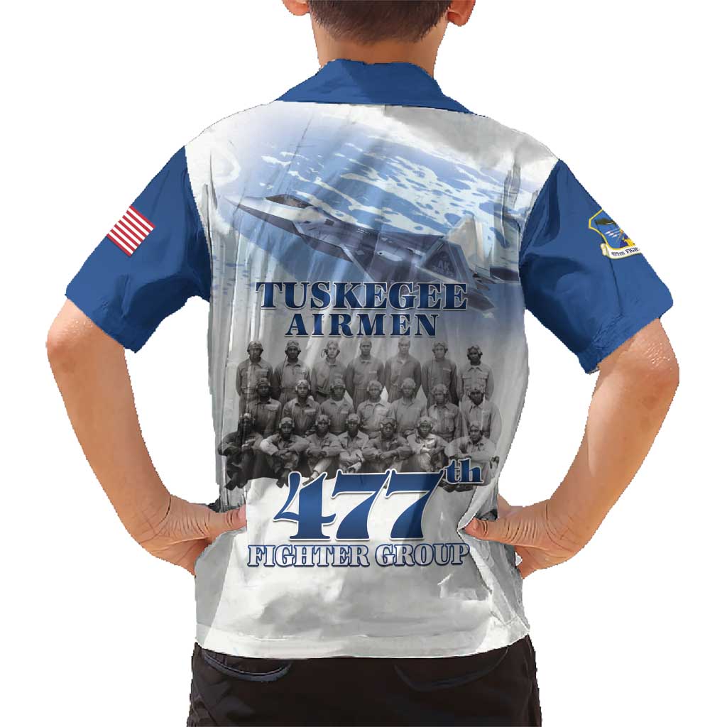 Blue Heritage Tuskegee Airmen Kid Hawaiian Shirt 477th Fighter Group - Wonder Print Shop