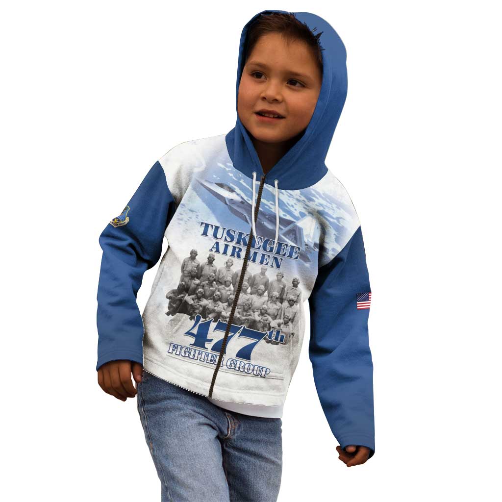 Blue Heritage Tuskegee Airmen Kid Hoodie 477th Fighter Group - Wonder Print Shop