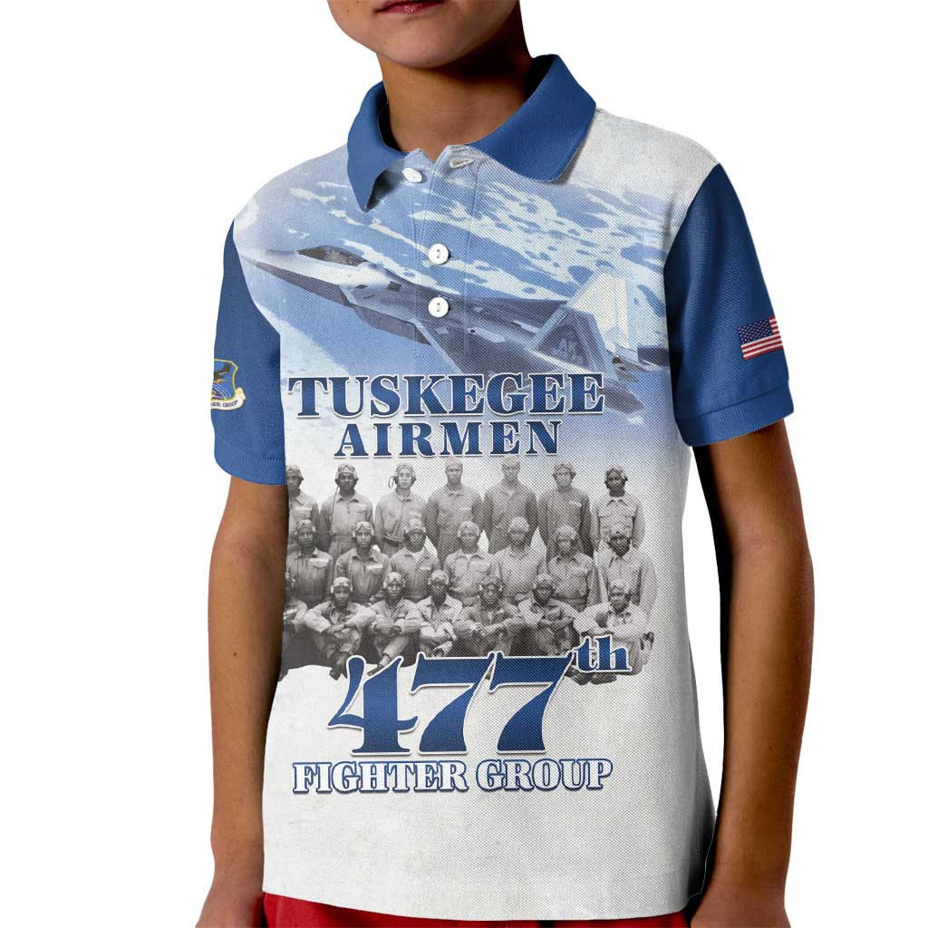 Blue Heritage Tuskegee Airmen Kid Polo Shirt 477th Fighter Group - Wonder Print Shop