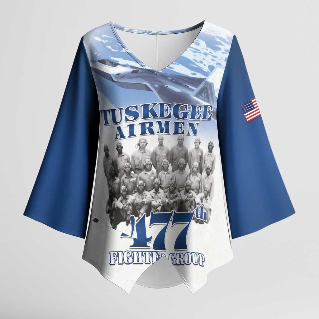 Blue Heritage Tuskegee Airmen Kimono Sleeve Blouse 477th Fighter Group - Wonder Print Shop