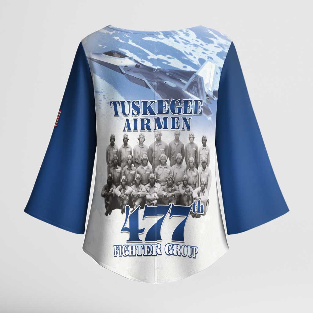 Blue Heritage Tuskegee Airmen Kimono Sleeve Blouse 477th Fighter Group - Wonder Print Shop