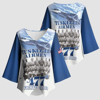 Blue Heritage Tuskegee Airmen Kimono Sleeve Blouse 477th Fighter Group - Wonder Print Shop