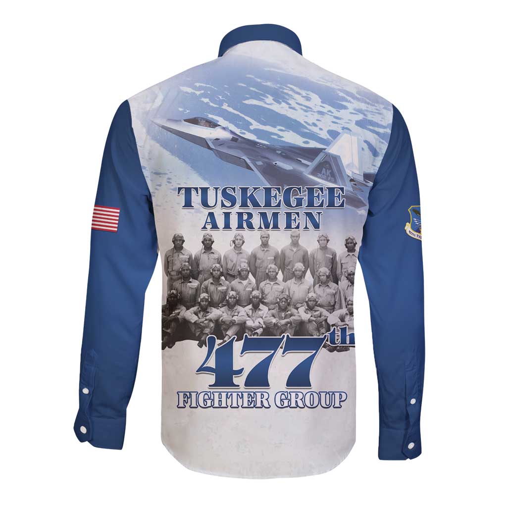 Blue Heritage Tuskegee Airmen Long Sleeve Button Shirt 477th Fighter Group - Wonder Print Shop