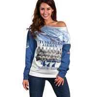 Blue Heritage Tuskegee Airmen Off Shoulder Sweater 477th Fighter Group - Wonder Print Shop
