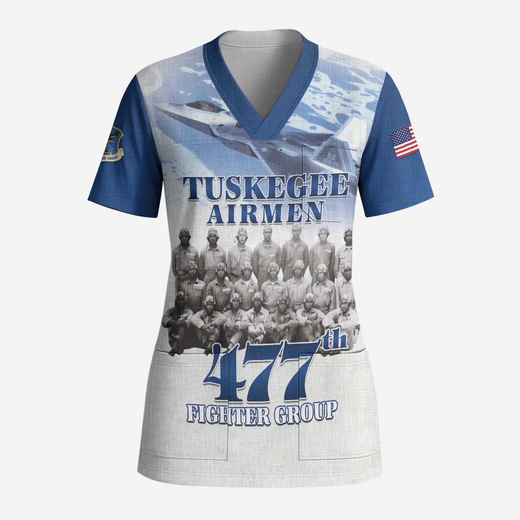 Blue Heritage Tuskegee Airmen Scrub Top 477th Fighter Group - Wonder Print Shop