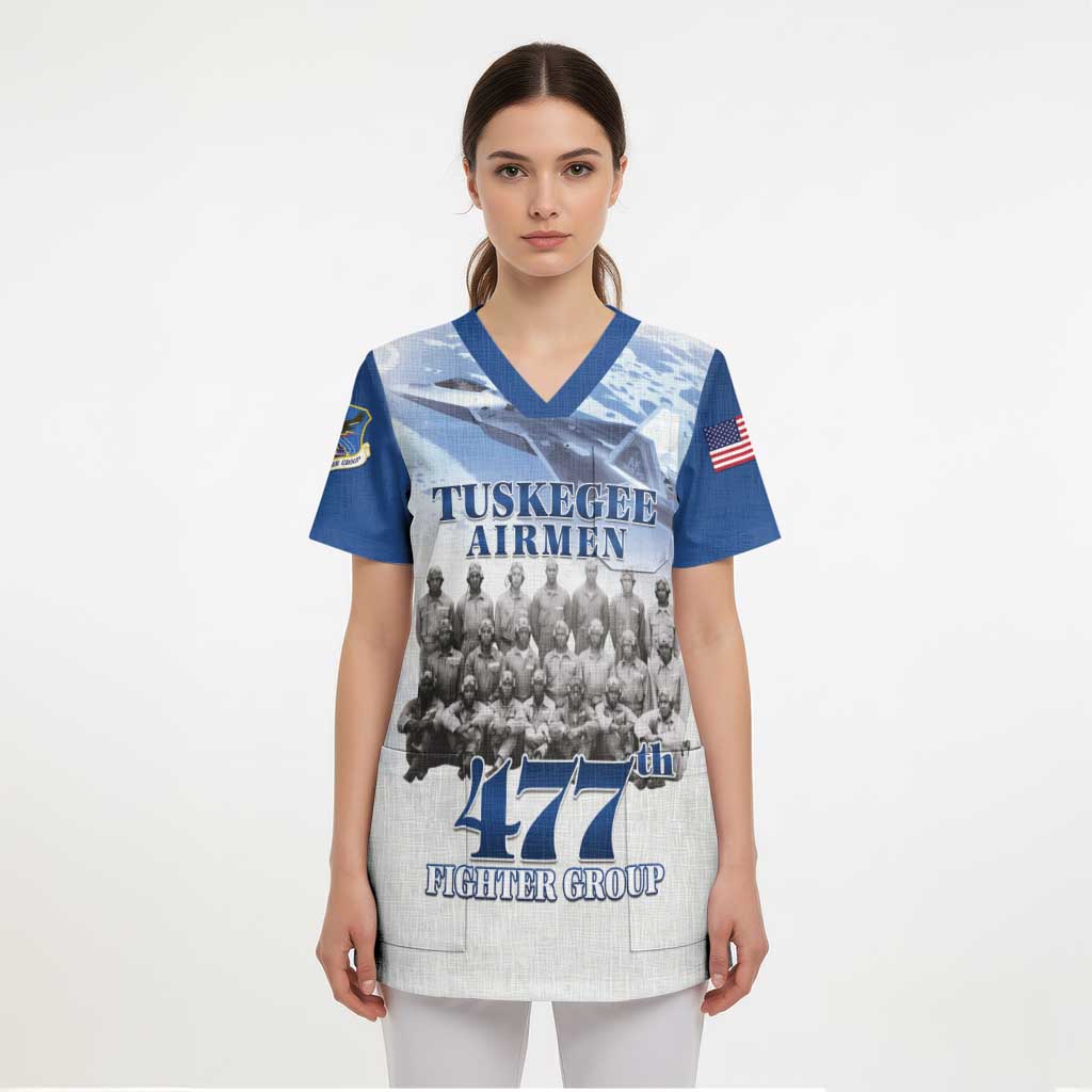 Blue Heritage Tuskegee Airmen Scrub Top 477th Fighter Group - Wonder Print Shop