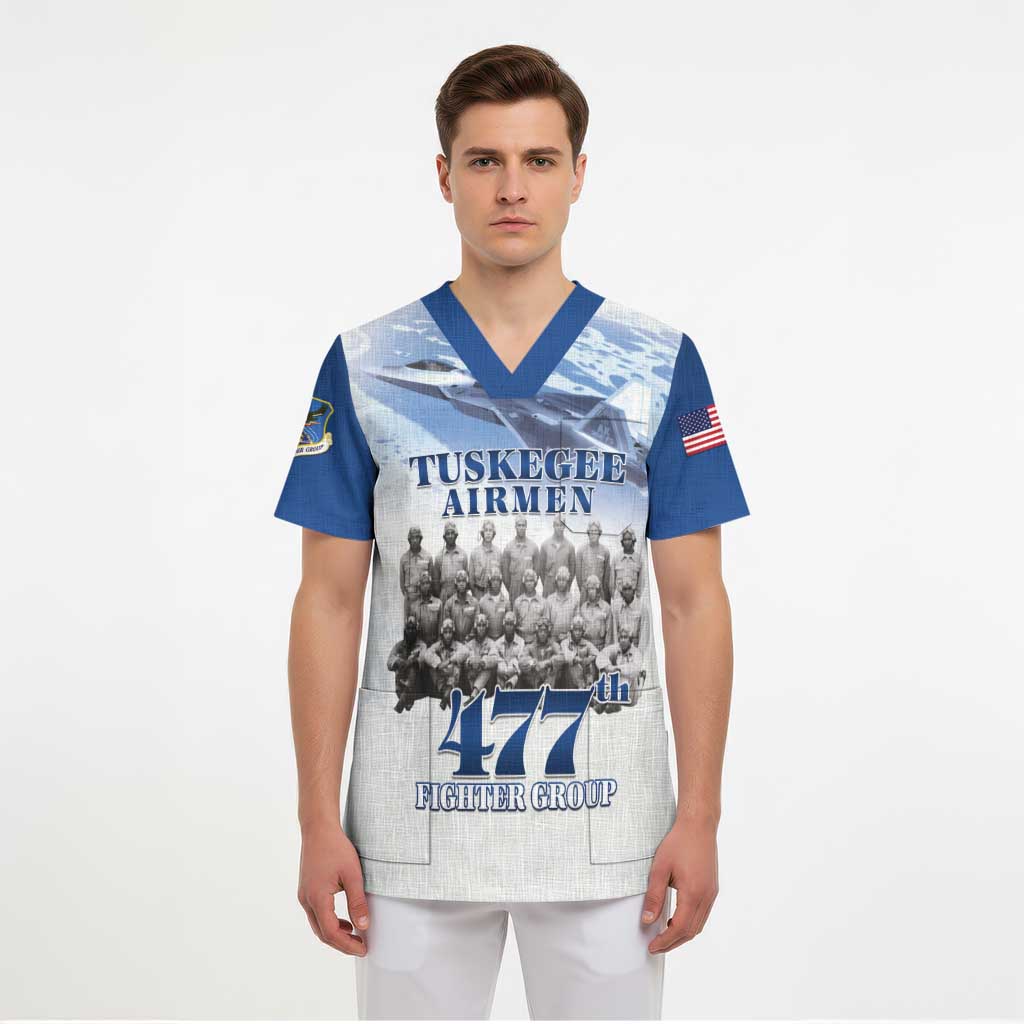 Blue Heritage Tuskegee Airmen Scrub Top 477th Fighter Group - Wonder Print Shop