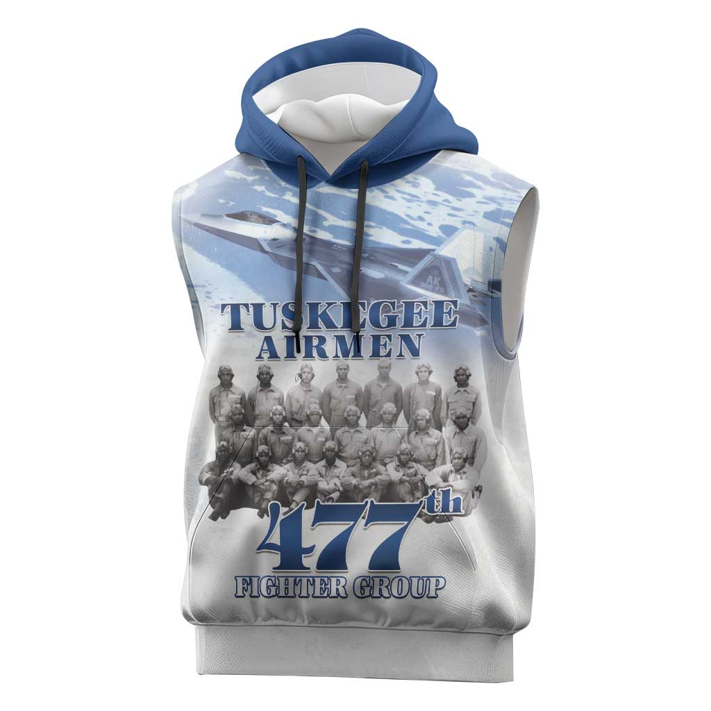 Blue Heritage Tuskegee Airmen Sleeveless Hoodie 477th Fighter Group - Wonder Print Shop