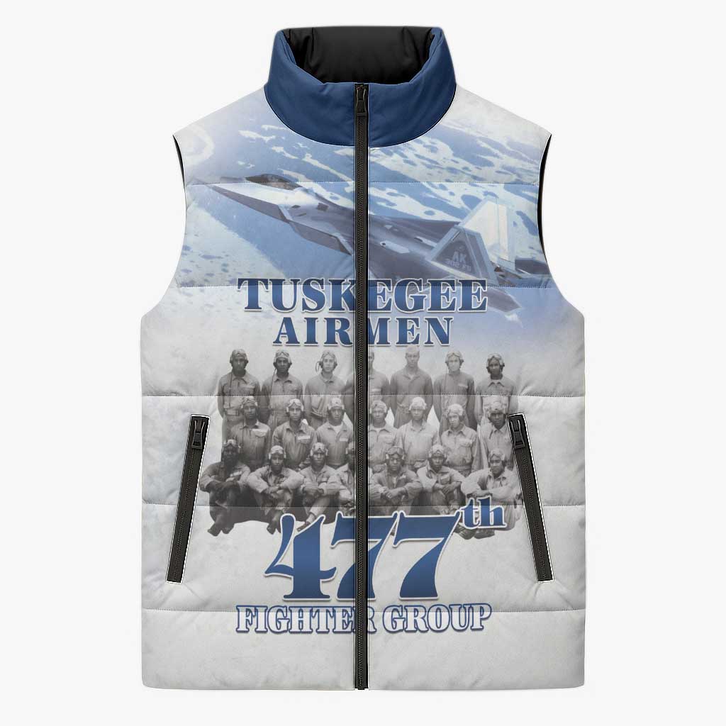 Blue Heritage Tuskegee Airmen Sleeveless Puffer Jacket 477th Fighter Group - Wonder Print Shop