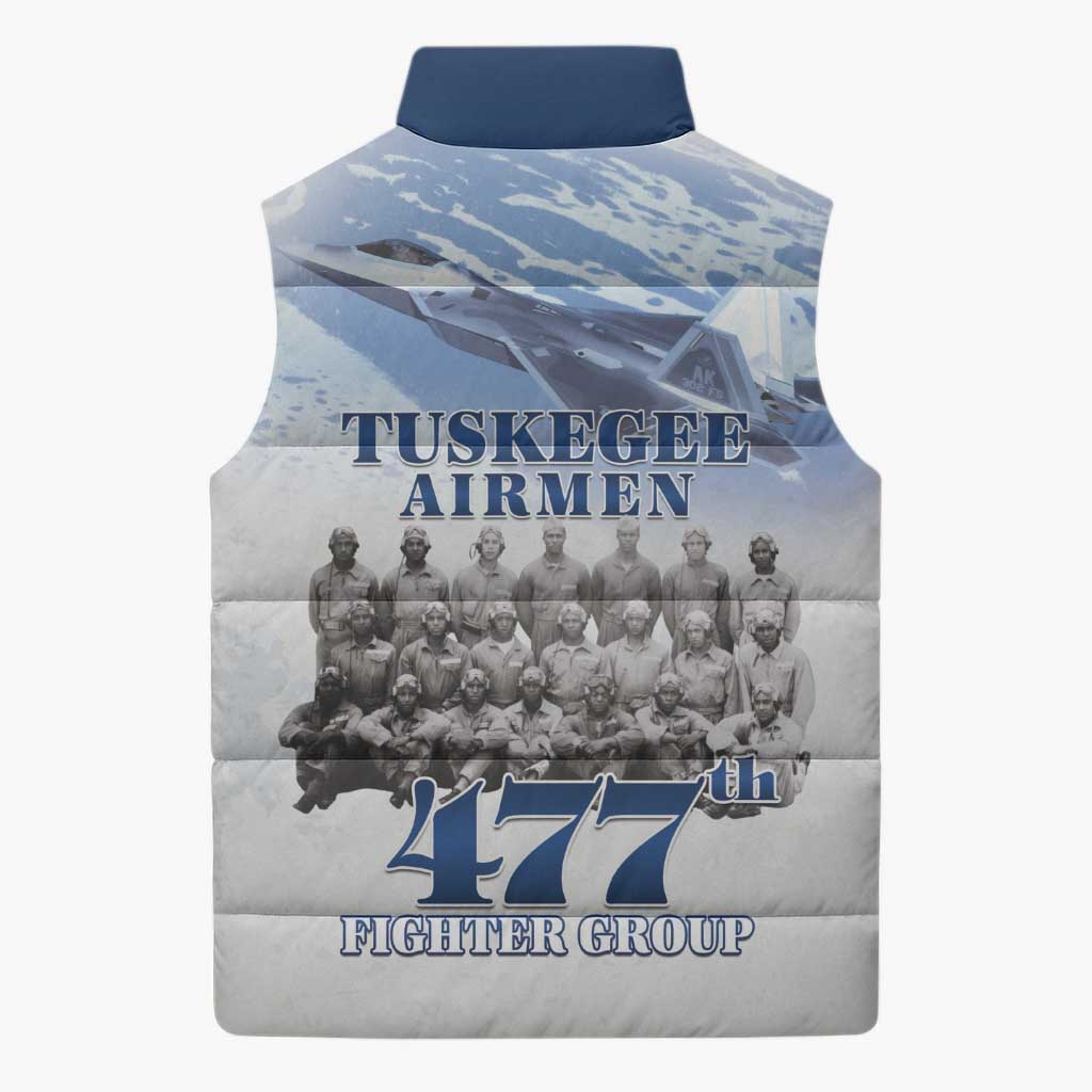 Blue Heritage Tuskegee Airmen Sleeveless Puffer Jacket 477th Fighter Group - Wonder Print Shop