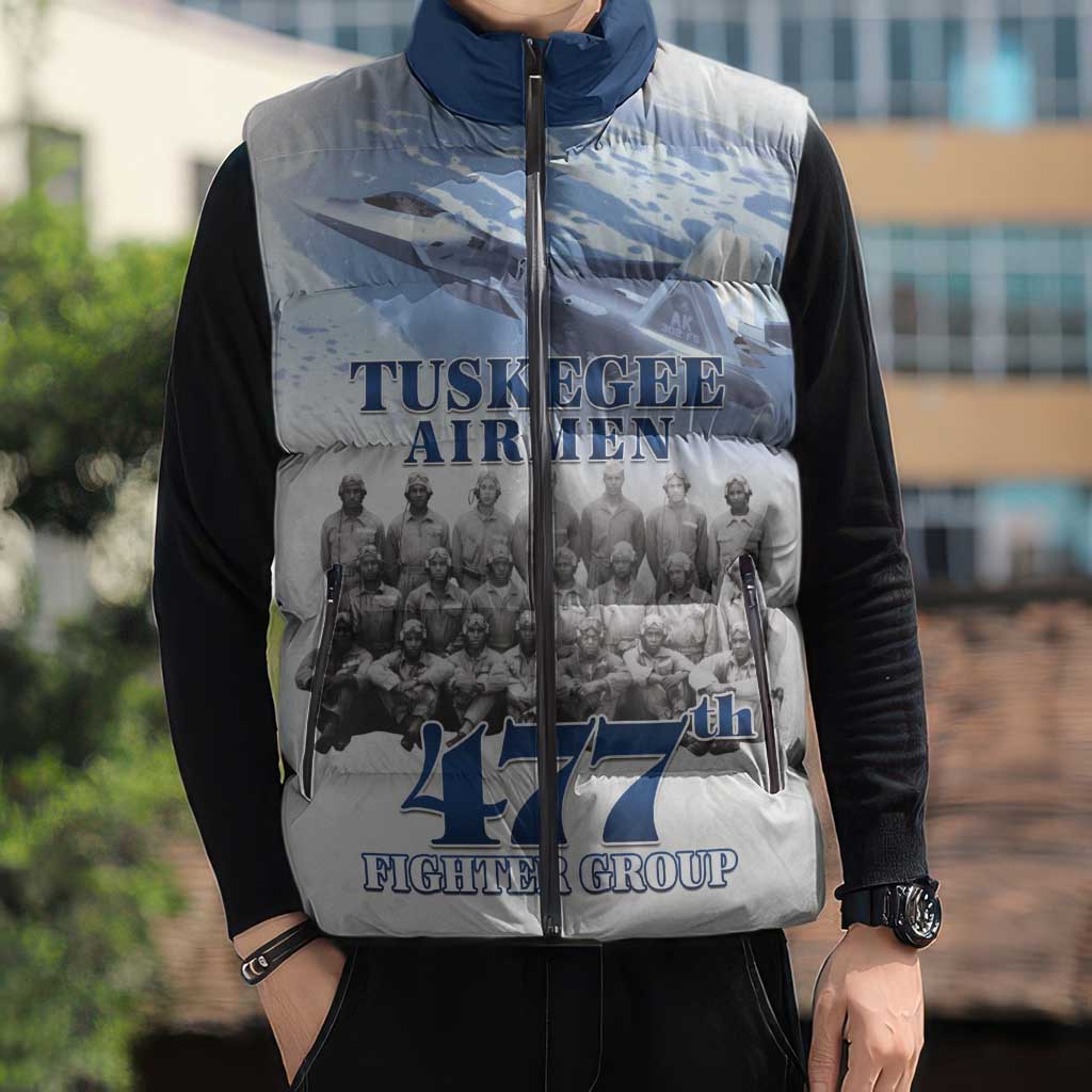Blue Heritage Tuskegee Airmen Sleeveless Puffer Jacket 477th Fighter Group - Wonder Print Shop