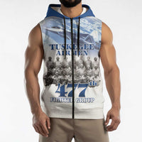 Blue Heritage Tuskegee Airmen Sleeveless Zip Hoodie 477th Fighter Group - Wonder Print Shop