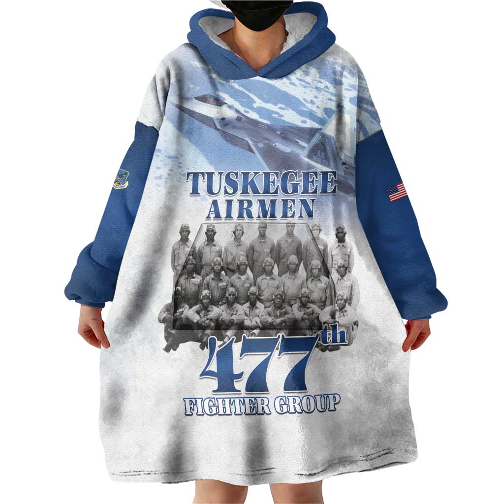 Blue Heritage Tuskegee Airmen Wearable Blanket Hoodie 477th Fighter Group - Wonder Print Shop
