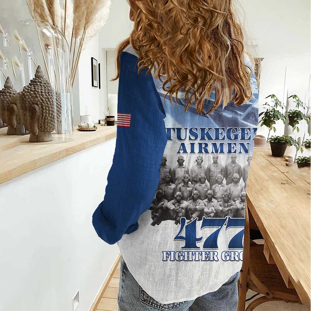 Blue Heritage Tuskegee Airmen Women Casual Shirt 477th Fighter Group - Wonder Print Shop